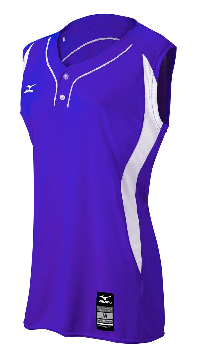 Mizuno Girls Elite 2-Button Sleeveless Game Jersey 9 Mizuno Girls Elite 2-Button Sleeveless Game Jersey - Image 9